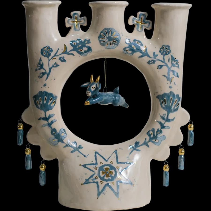 Trinity Candleholder — Large, blue (double-sided)