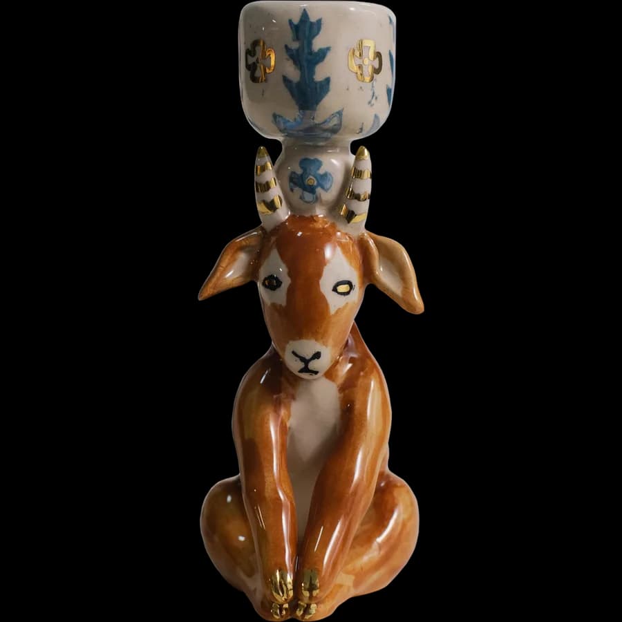 Russet Goat Candleholder