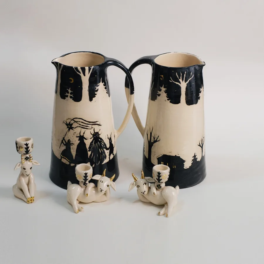 Pitcher — Malanka Procession, monochrome